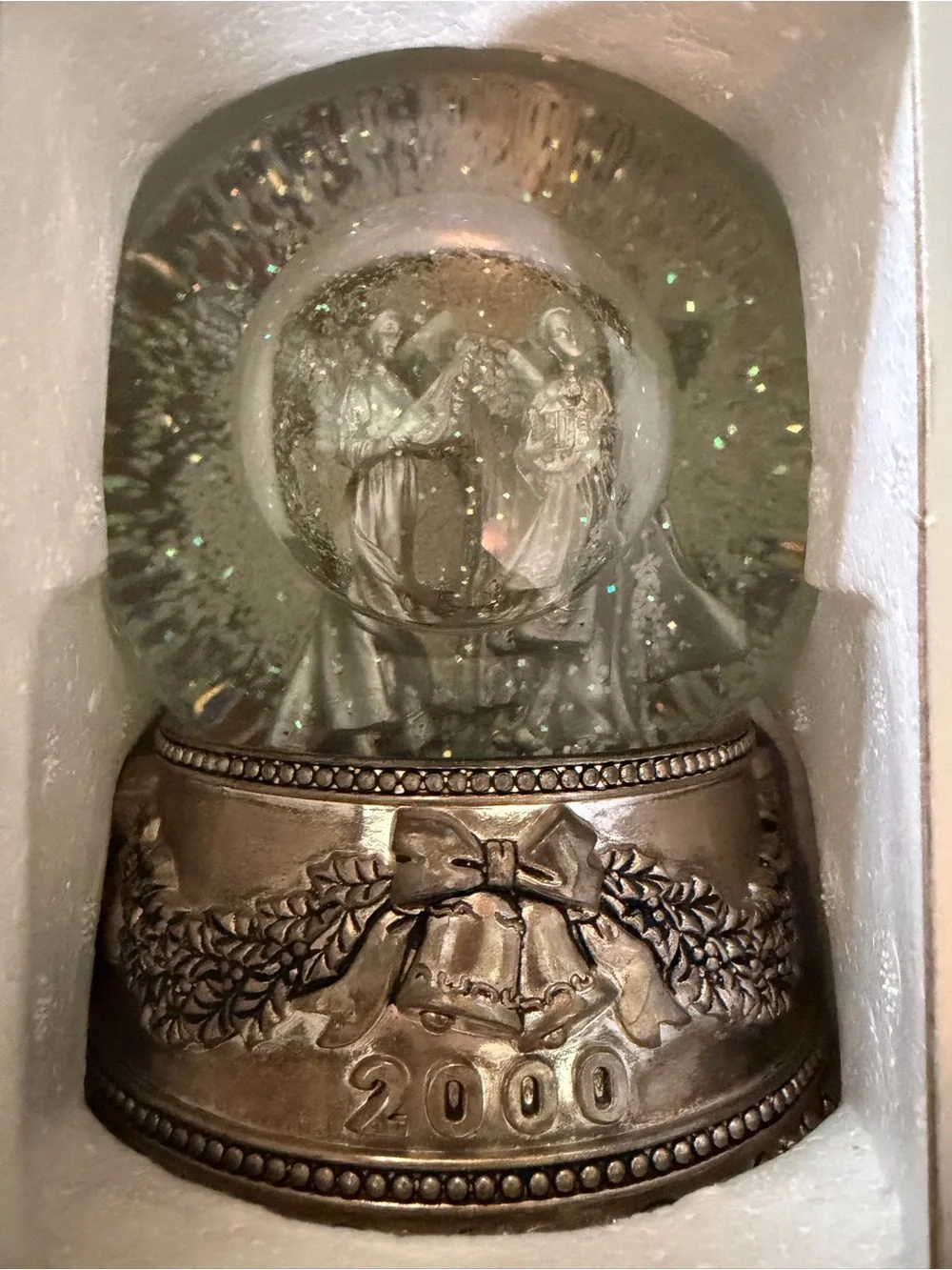 Wallace Silversmiths Silver Holiday Angel Snow Globe